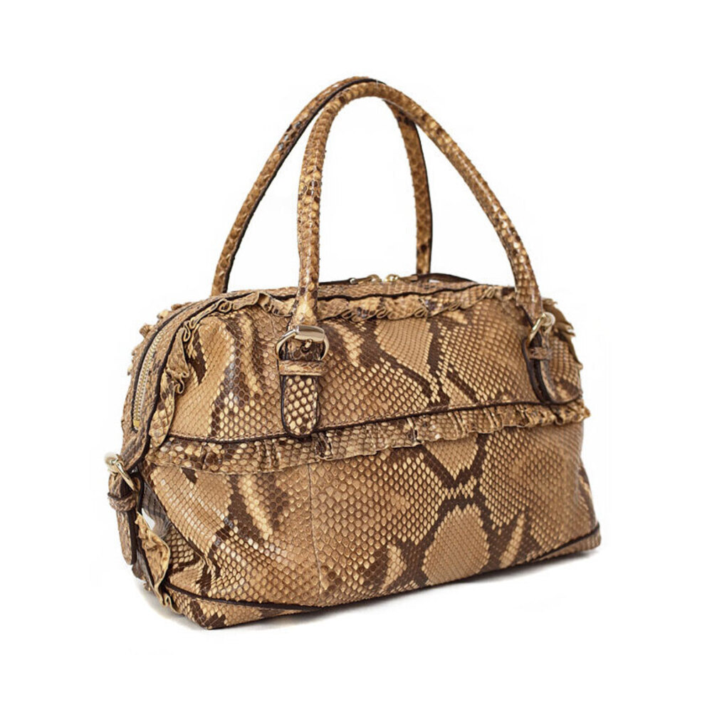 GUCCI Ruffle Python Handbag - Picture 2 of 5